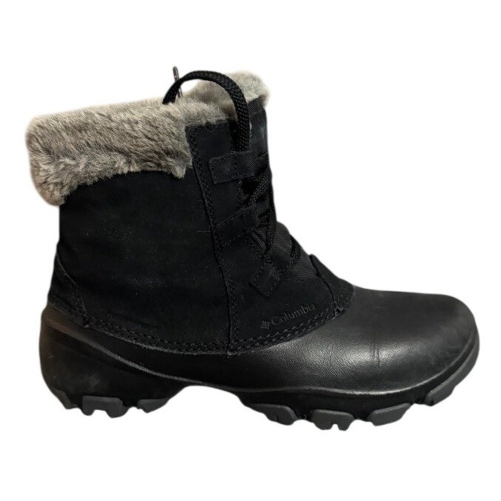 Columbia Women Winter Snow Boots Black Fur Lined Waterproof 200 Grams Sz 8